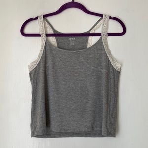 Aerie Floral Lace Trim Tank Top
